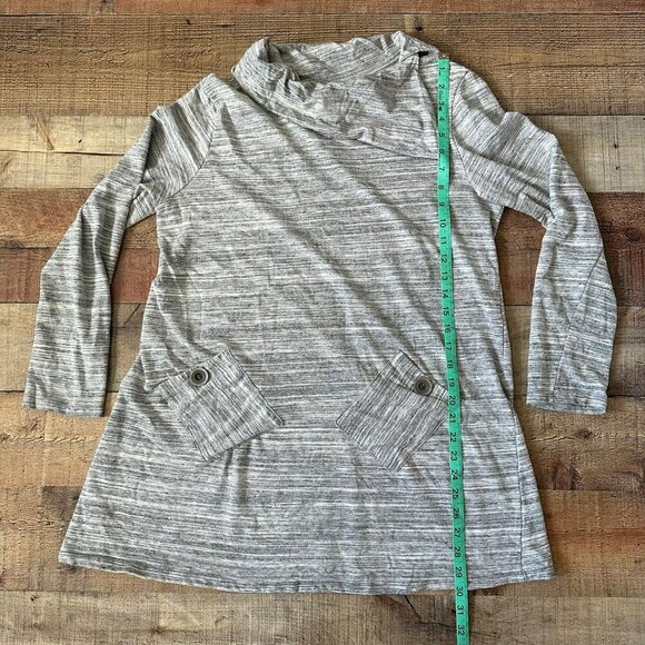 Lime & Chili Gray Striped Cowl Neck Long Sleeve Tunic Sweatshirt With Pockets - Picture 3 of 6